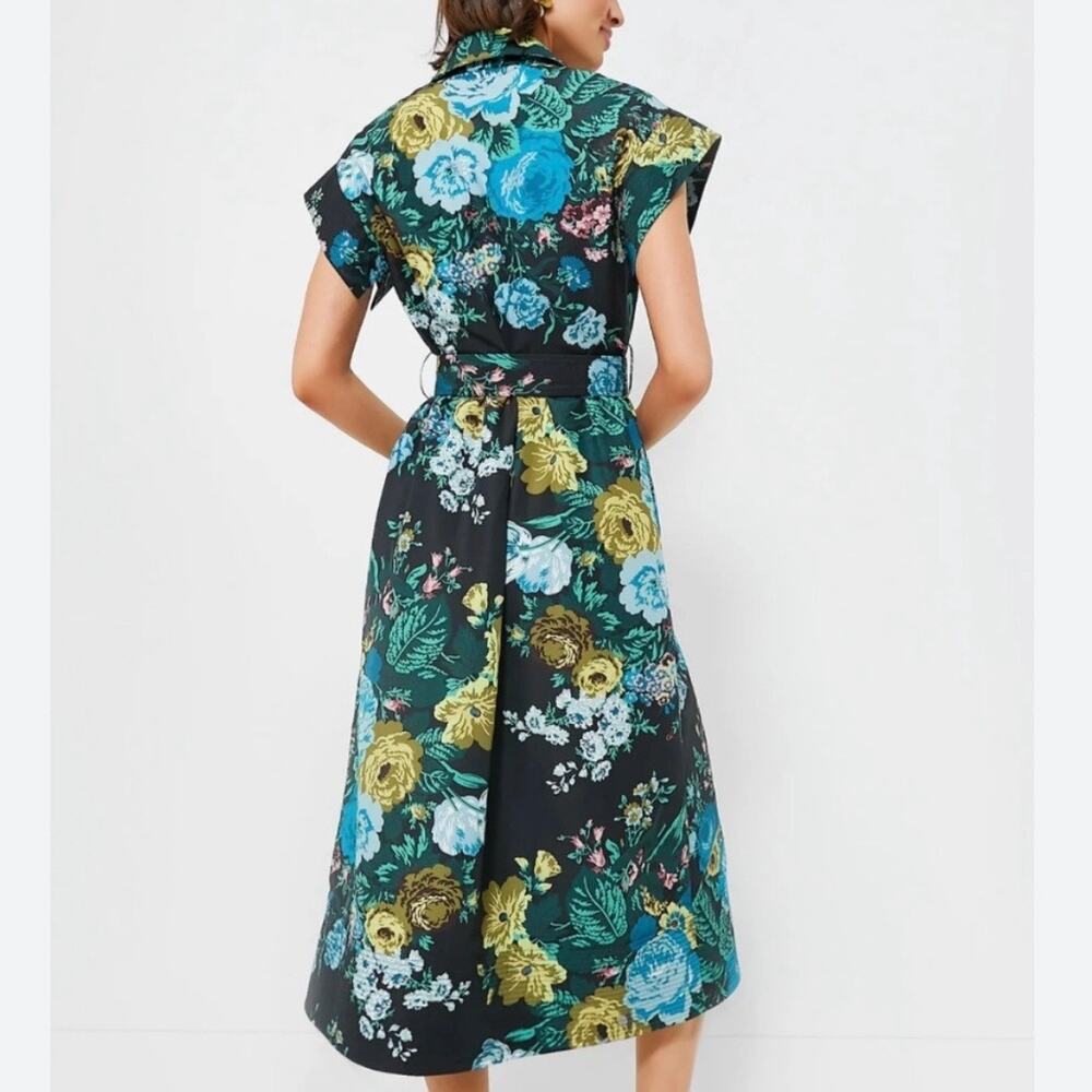 NWT Tuckernuck Chloe Black Verdant Floral Belted Midi Dress Sz Large - Picture 3 of 13